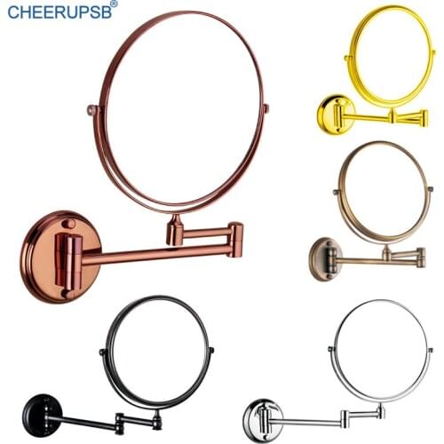 Bathroom Wall Mount Rose Gold Mirror Double Side 3X Magnifying Mirrors Antique Copper Makeup Shaving Mirror Round Brushed K002