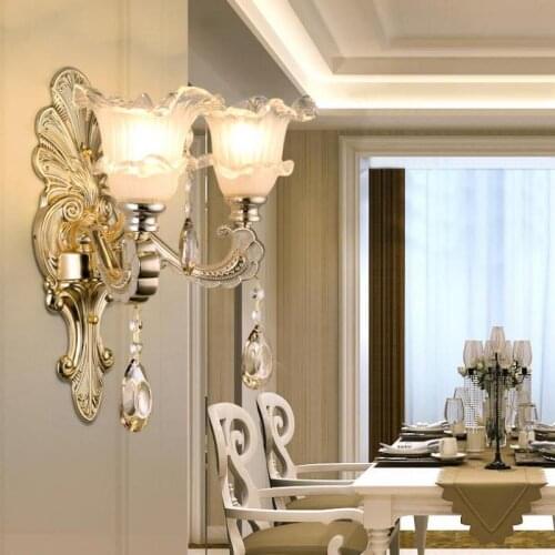 Villa hotel gold wall lamps Up Glass shade Luminaire Wall Mounted E14 led fixture Dining Room mirror light Arandela New Arrival