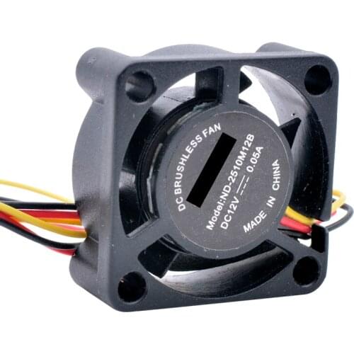 ND-2510M12B 2.5cm 25mm 25x25x10mm DC12V 0.05A 3 lines double ball speed detection projector equipment miniature cooling fan
