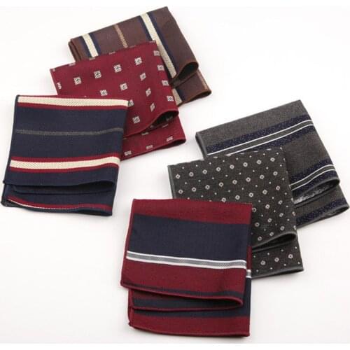 3pcs/lot 24*24cm Zakdoeken Handkerchief Floral Striped Pocket Square Suit Business Wedding Party Hanky Accessories Breast Scarf