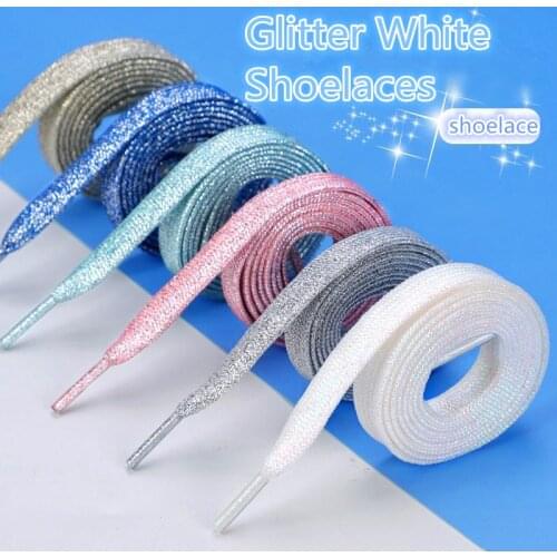 NEW Fashion Glitter Shoelaces Colorful Flat Shoe laces for Athletic Running Sneakers Shoes Boot 1CM Width Shoelace Strings 1Pair
