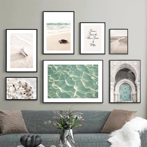 Beach Tortoise Shell Canvas Painting Desert Travel Landscape Wall Art Print Morocco Arch Door Poster Pictures Nordic Home Decor