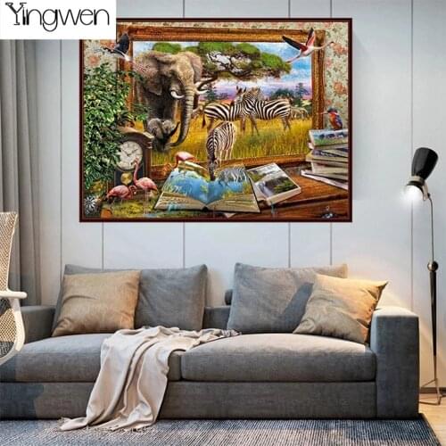 Full Diamond Painting Elephant Animal Zebra 3D Photo Frame Mosaic Art Modern Home Decor Rhinestone Embroidery Cross Stitch Kits