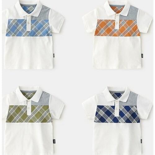 Boys Polo Shirt Plaid White Shirt Short Sleeve Shirts For Boys Polo Shirt For Children School Baby Boys Clothes