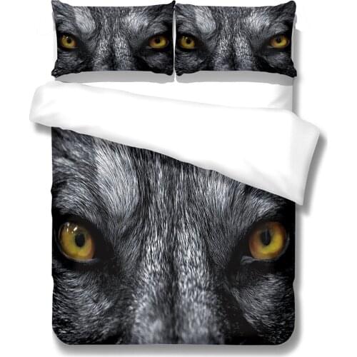 Wolf Eye Duvet Cover Sets Microfiber Bed Cover Pillowcase,Ferocious Wolf Bedding Set,Adults Kids Bedroom Decor Home Bed Sets