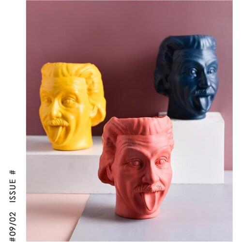 Tongue Funny Portrait Vase Sculpture Flower Pot Desktop Flower Arrangement Container Flower Pot Head Statue Decoration Gift