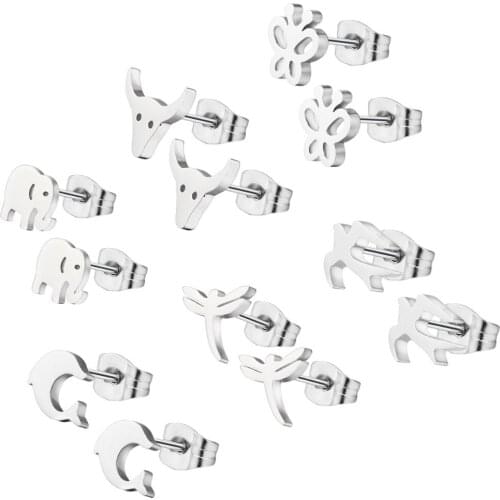 36pcs Cute Animal Shape Silver Color Lady Girl Stud Earrings Fashion Wedding Jewelry Lover Charming Gift Simple Daily OL Brincos
