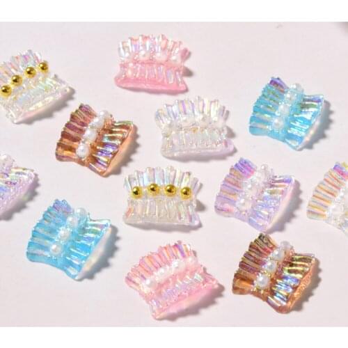 100Pcs/Set Skirt Nail Decor Auroral Ornament With Pearl Charm 6 Color Sweet 3D Polar lights Peplum Kilts For Polish Manicure C67
