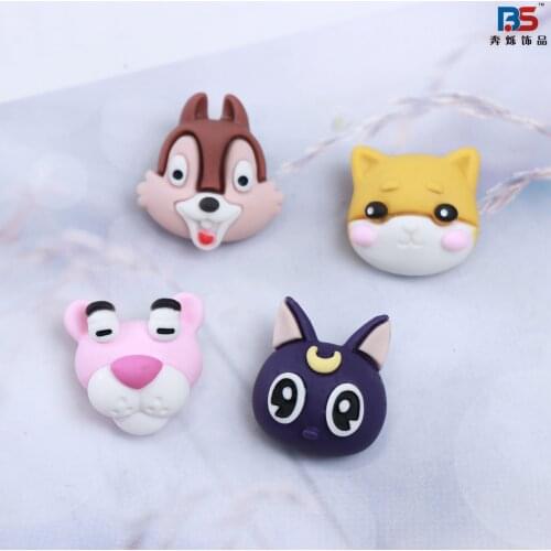 20Pcs Kawaii Animals Pink leopard chinchilla Flatback Resin Cabochons Scrapbooking Hair Bow DIY Scrapbooking Decor Accessories