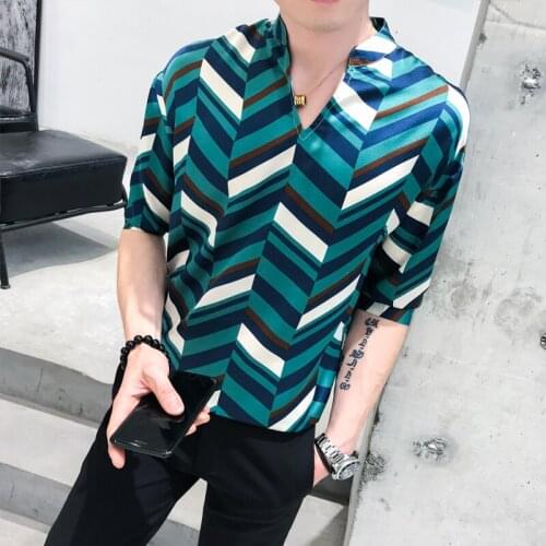 2019 Mens Fashion Summer New Shirt Casual Comfortable Breathable Low Profile Collar Slim Mens Social Sleeve Shirt M-3XL