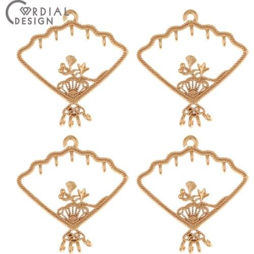 Cordial Design 50Pcs 24*25MM Pendant/Earrings Accessories/Fan Shape/Copper/Hand Made/Jewelry Findings & Components/Charms