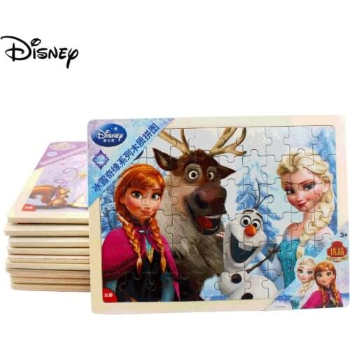 Disney Mickey Mouse Frozen Princess Elsa Anna Cars Wooden Box Puzzles Jigsaw Montessori Early Education Toys For Children Gift
