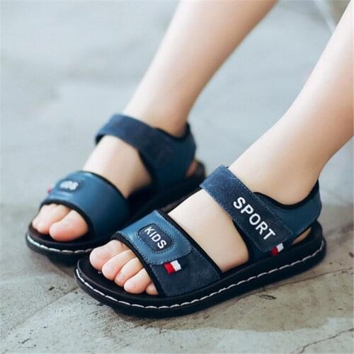Children Genuine Leather Sandals Boys Sports Beach Sandals Easy Hook Baby Summer Shoes Soft Anti-slip Casual Sandals