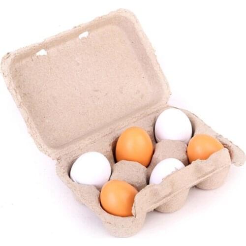 6 Sets Of Childrens Wooden Diy Toys Simulation Chicken Duck Eggs Group Play House Game Early Education Egg Building Blocks