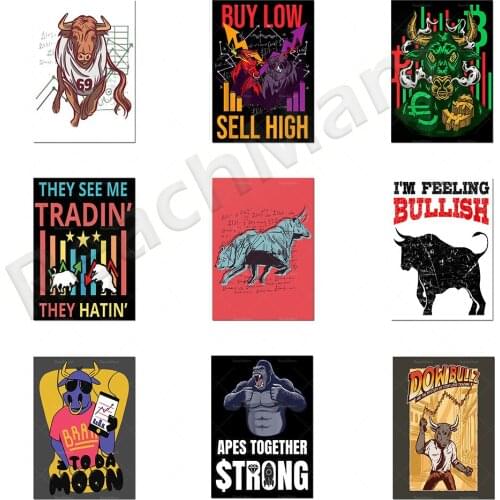 Bullish poster cattle stock market wall art posters and prints living room bedroom decorative canvas painting modular pictures