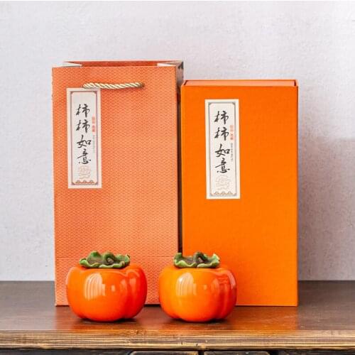 MCJ All the best, ceramic persimmon tea box tea storage tea container tea bag storage box