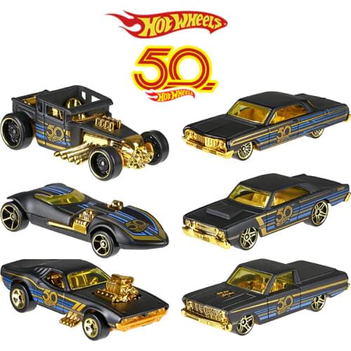 2018 Hot Wheels Car Collectors Edition 50th Anniversary Black Gold Metal Diecast Cars Toys Vehicle For Children Juguetes FRN33