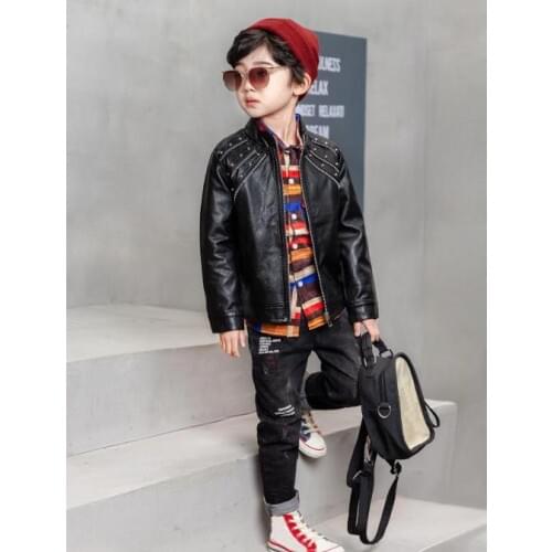 Kids Clothes Set Spring autumn Boys Faux leather coat + shirts + jeans 3pcs Baby Suit Boy Clothing Sets Boy Set Infant 2-6years