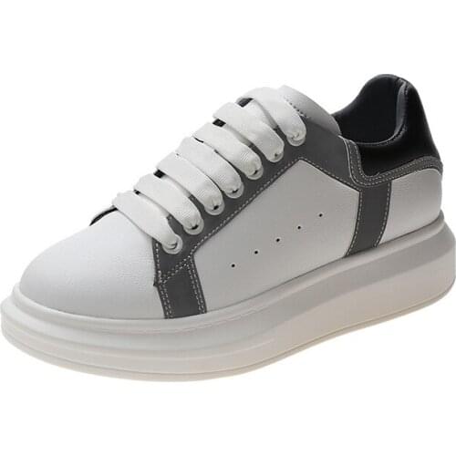 Women Vulcanized Shoes Mixed Colors Platform Casual Shoes Ladies Lace-up Flats Board Shoes Comfortable Sneakers Zapatillas Mujer