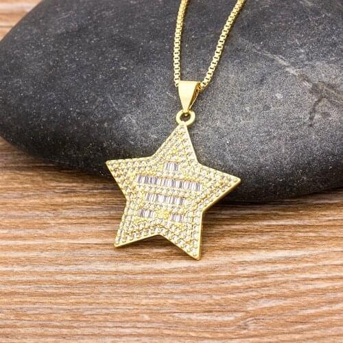 Top Selling Classic Star Shape Necklace Charm Gold Chain Choker Rhinestone Statement Necklace Best Birthday Dance Party Jewelry