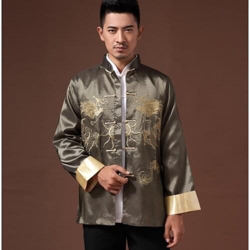 Male Clothes 2021 Embroidery Dragon Tang Suit Traditional Chinese Clothing For Men Shirt Top Jacket Cheongsam Hanfu Men 30109
