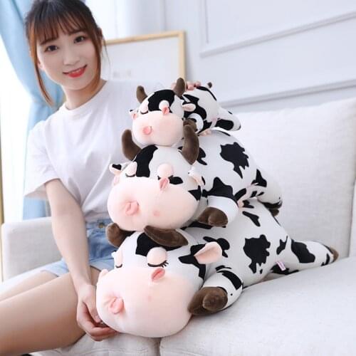 Animal Cartoon Milk Cow Stuffed Plush Toy Cute Cattle Milk Cow Comfortable Soft Toy Children Kids Birthday Present Gift