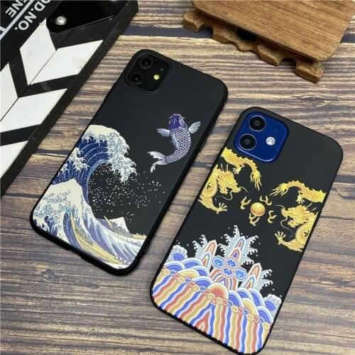 Retro art soft Case For iPhone 11 12 Pro Max mini 7 8 6 6S Plus XR X XS MAX se 2 silicone phone Cover Anime Dragon fundas case