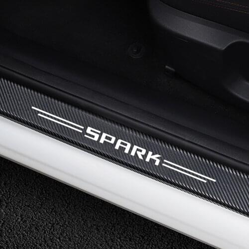 4PCS Car Door Sill Protector Sticker Autoparts For Chevrolet Spark Carbon Fiber Pedals Guards Anti-kick Scratch Door Accessories