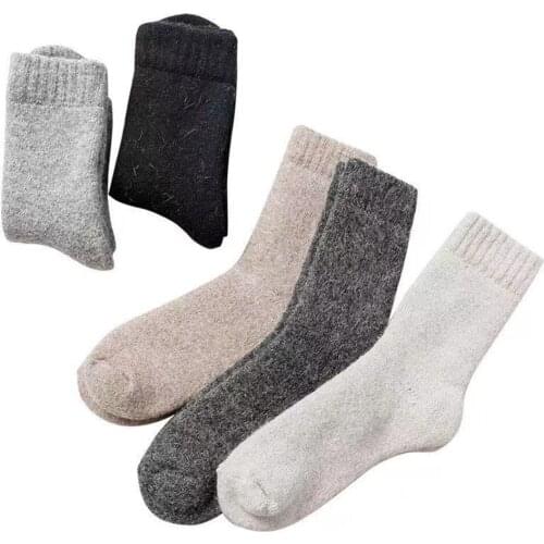 5 Pairs of Different Colors of Mens Wool Warm Autumn And Winter Thick Socks Trend With Hiking Boots Suitable For Cold Weather