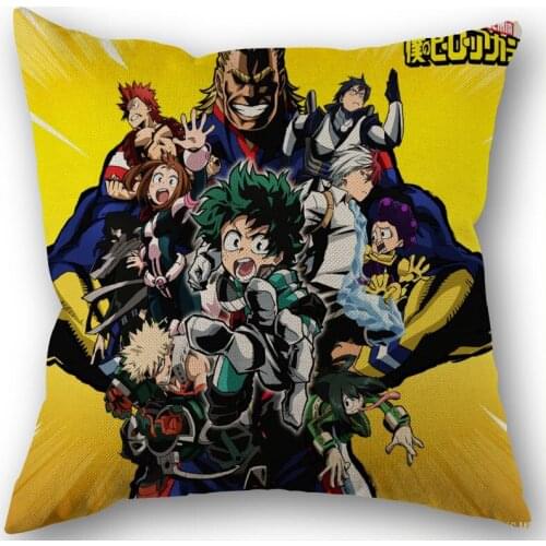 New Boku no Hero Academia Cotton Linen Pillowcase Wedding Decorative Pillow Case For Home Pillow Cover 45X45(One Sides)