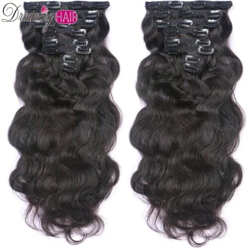 Body Wave Clip Ins Hair Extension 8 Pcs/Set Natural Color Clip Ins Human Remy Hair Clip In Human Hair Extension Full Head