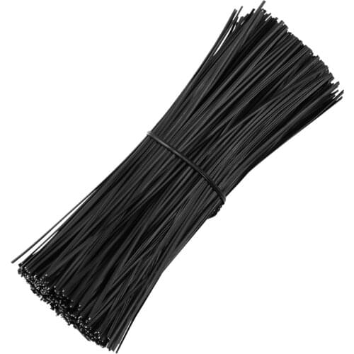 OUNONA 500pcs 15cm Plastic Coated Iron Wire Twist Ties Cable Wrap Organizer Ties (Black)