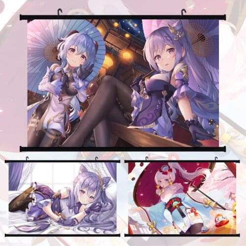 Genshin Impact Anime Kamisato Ayaka Keqing Hu Tao Posters Prints Room HD Canvas Painting Sexy Game Japanese Decoration Painting