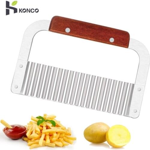 KONCO Crinkle Cutters Stainless Steel Wave Potato Cutter Crinkle Cutting Tool French Fry Slice Vegetable cutter