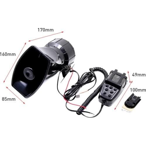 Square Mouth Universal Motorcycle Car TruckAlarm horn Sound 7 Tone Horn 12V 100W Police Siren Horn Loudspeaker (Black)