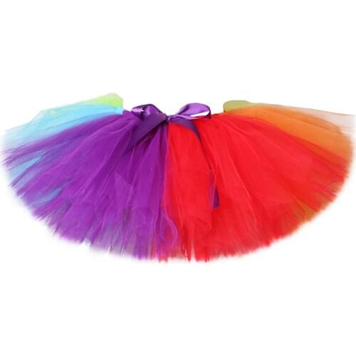 Girls Tutu Skirt Fluffy Rainbow Tutu Baby Birthday Party Tulle Skirt Kids Ballet Dance Tutu Girl Skirts Children Miniskirt 0-14Y