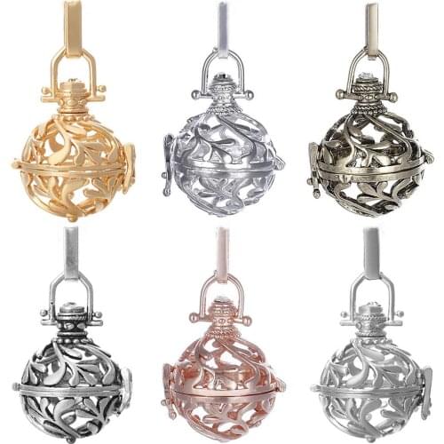 Women Fashion Hollow Ball Pendant Perfume Essential Oil Scent Diffuser Locket Copper Pendant Necklace