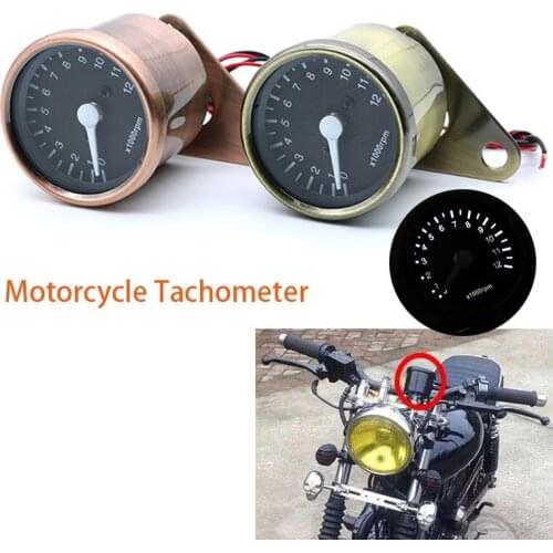 1 Pc Universal Motorcycle Highlight Backlight Bronze Retro Tachometer 12V Metal Speedometer Gauge Digital Instrument Accessories