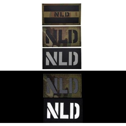 1 Pc 3D Embroidery NLD Netherlands Reflective Badge IR Military Combat Tactical Identification Chapter Camouflage Bag with Badge