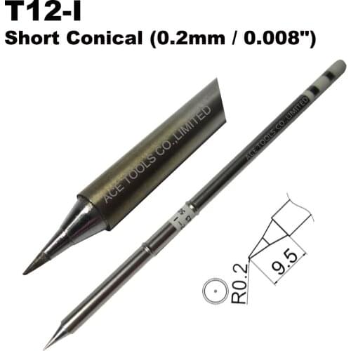 10 PCS T12-I Conical 0.2mm Soldering Tips for HAKKO FX-951 FX-950 FX-952 FX-9501 FM-2028 FM2027 Handle Iron Pencil Replacement
