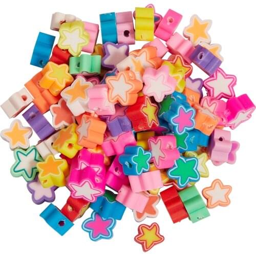 100Pcs Handmade Polymer Clay Beads Mixed Color Star Spacer Bead For Jewelry Making DIY Bracelet Necklace Supplies 8.5x8.5x4.5m