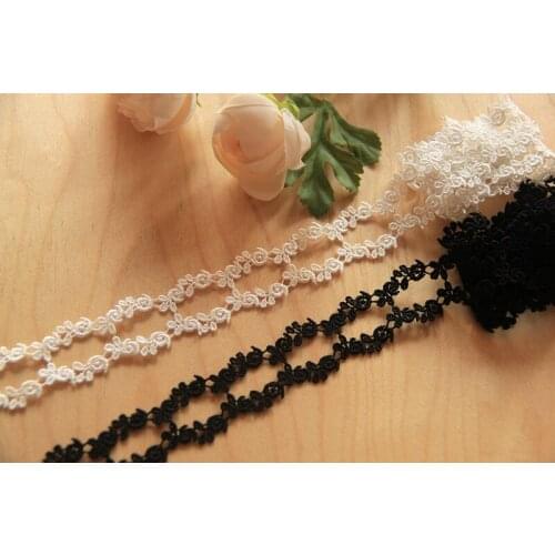 10Yds Handmade DIY Clothing Accessories Black Rose Flower Lace Trim Patch Applique for DIY Sewing Accessories 25mm Width