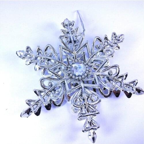 12.5cm DIY Plastic Silver Fake Snowflake For Home Christmas New Year Tree Pendants Ornament Frozen Party Wedding Decoration