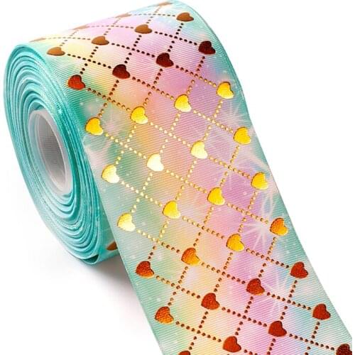 2 yards 3" Hot Foil Grosgrain Ribbon Thermal Transfer Printe for Wedding Party Decorations