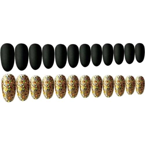 24pcs Matte Glittering Ballerina Nails Full Cover Short False Nails Art Tips