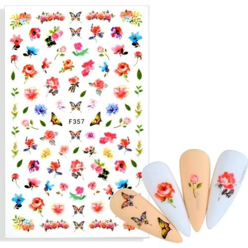3D Nail Sticker Decals Fashion Butterfly Flowers Nail Art Decorations Stickers Sliders Manicure Accessories for Nails