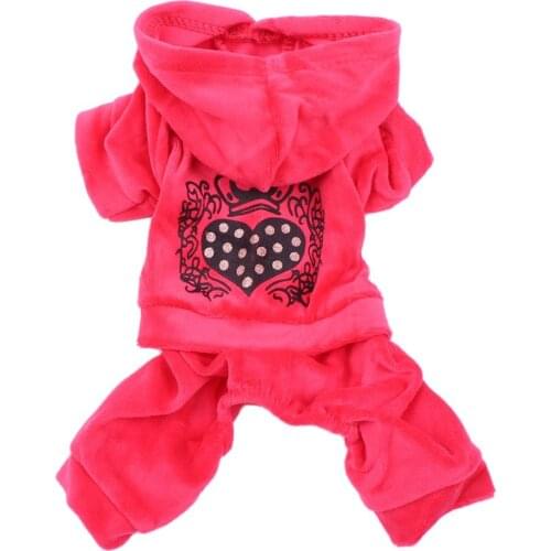 Velvet Dog Cat Leisure Hoodie Sweater Heart Crown Design Pet Puppy Jumpsuit Coat Spring/Autumn Apparel