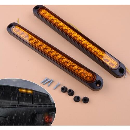 CITALL 2pcs Universal 25 cm Trailer 9.8" Truck RV Amber 15-LED Sealed Stop Turn Signal Marker Tail Light Bar Lamp