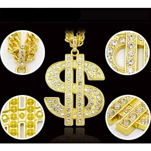 Dollar Alloy Gold Color necklace Car Pendant Hanging Car Interior Decoration Rear View Mirror Accessories For Car Ornament