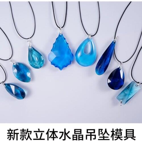 Epoxy three-dimensional crystal with hole pendant DIY handmade necklace mold earring jewelry gem making material Silicone